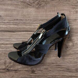Michael‎ by Michael Kors Womens Black Front Zipper Sexy Heels Size 7 M Open Toe